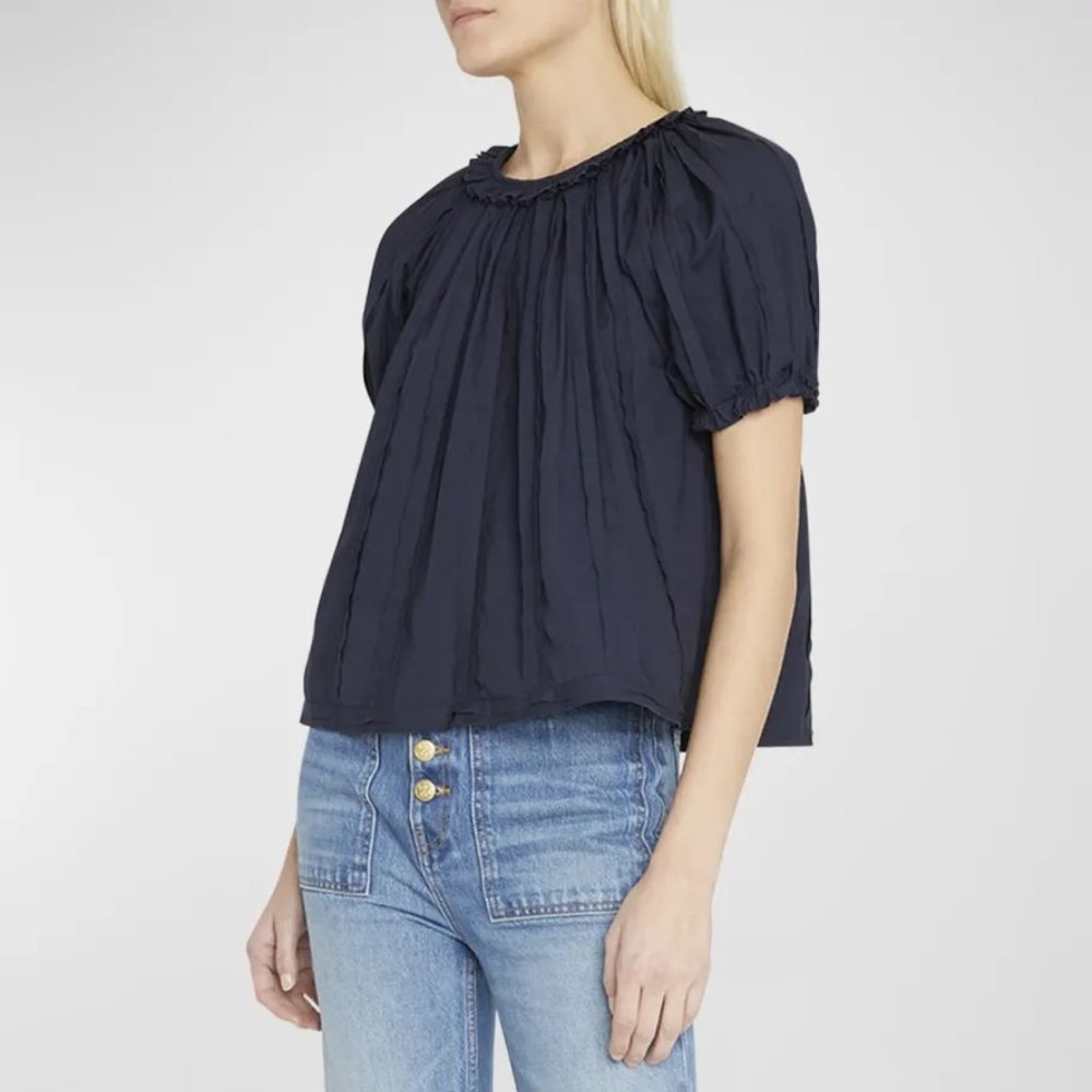 ULLA JOHNSON Lora Puff Sleeve Poplin Top Size 6 New